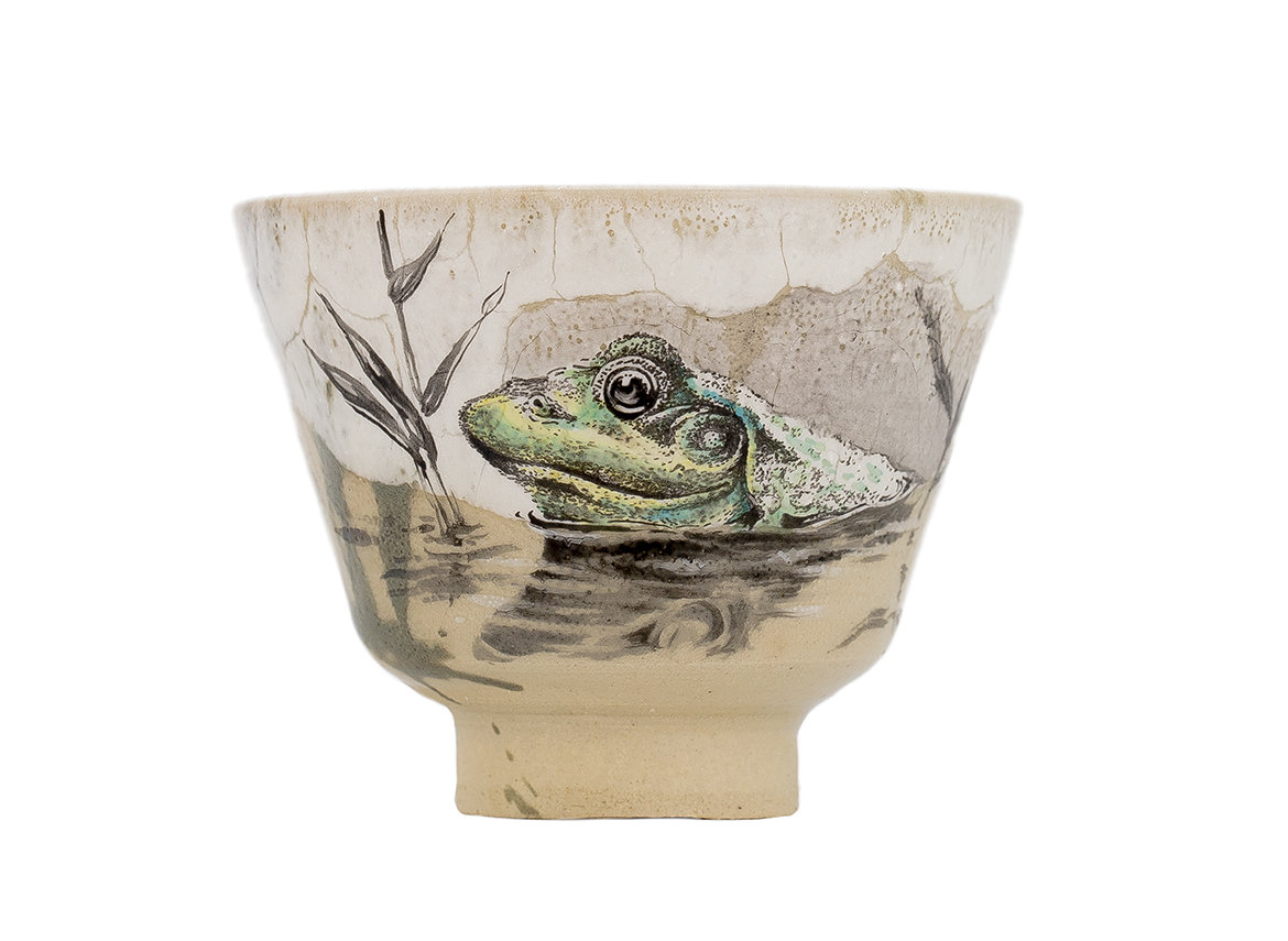 Cup handmade Moychay 'Frog in the water' # 43852, ceramic/hand painting, 53 ml.
