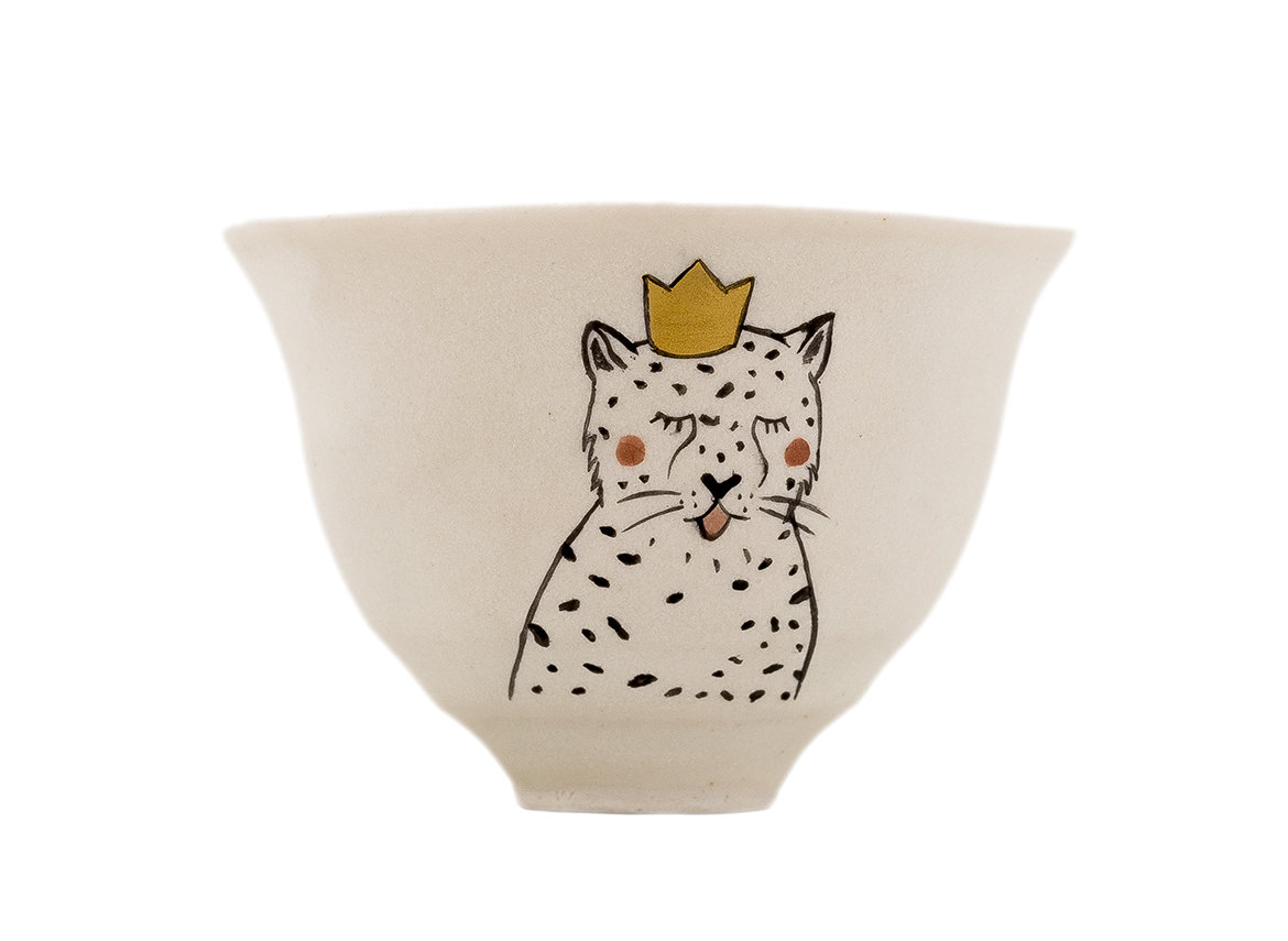 Cup Moychay 'Leopard with a crown' # 43867, ceramic/hand painting, 68 ml.