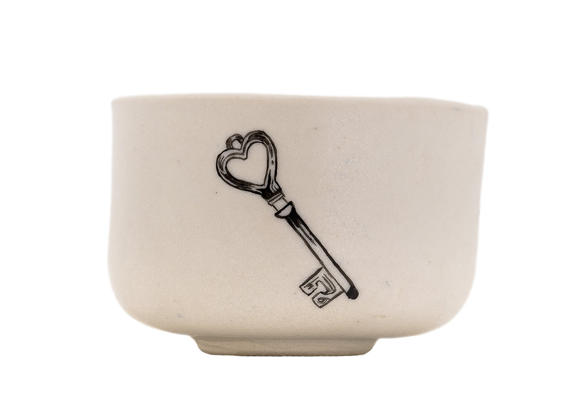 Пиала Мойчай "Сердечный ключ" # 43880, керамика/ручная роспись, 55 мл.