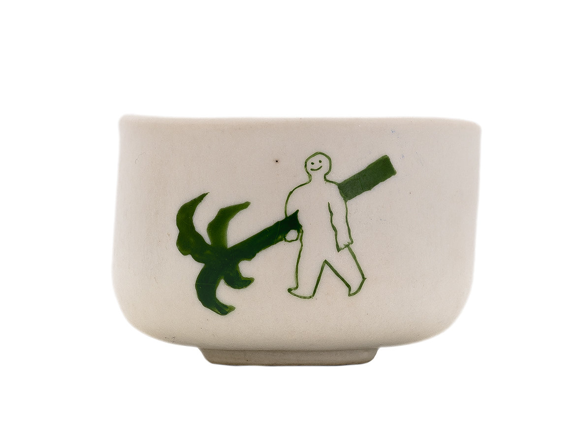 Cup Moychay 'A man with a palm tree' # 43884, ceramic/hand painting, 55 ml.