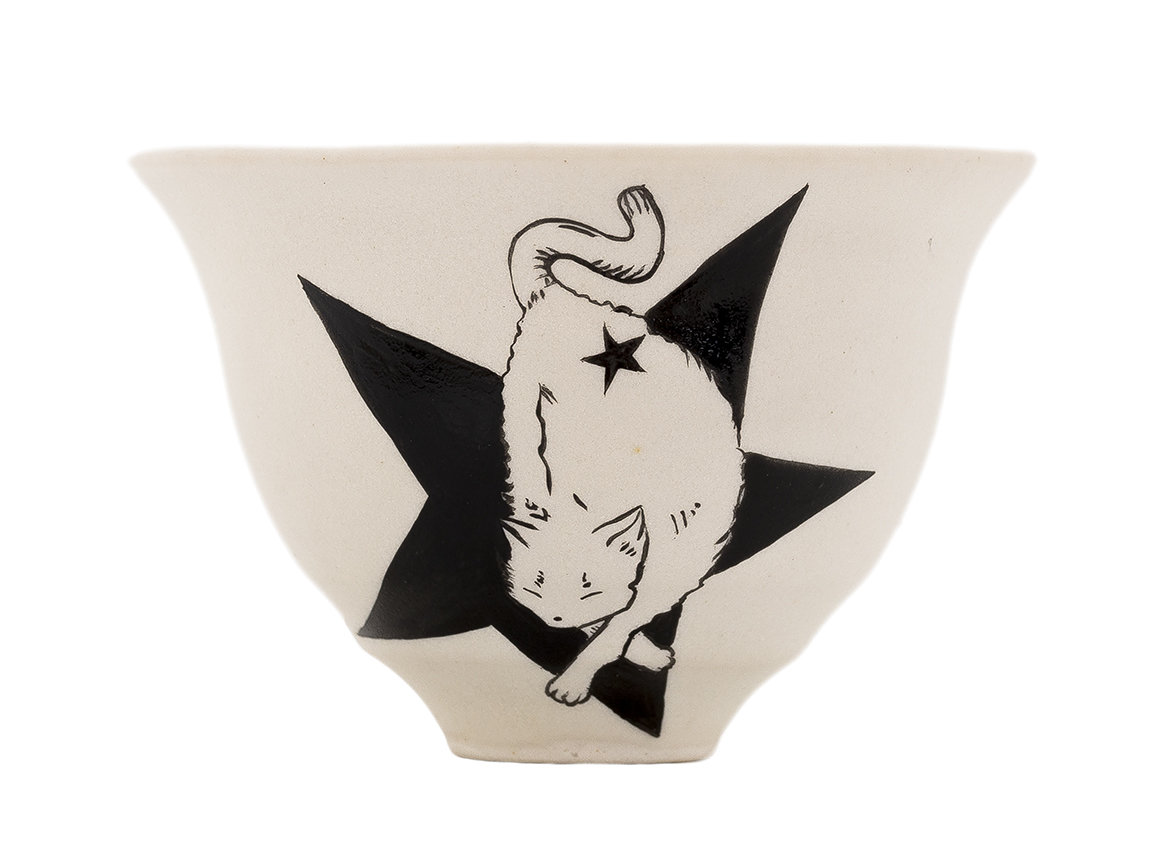 Пиала Мойчай "Звездный Кот" # 43915, керамика/ручная роспись, 68 мл.