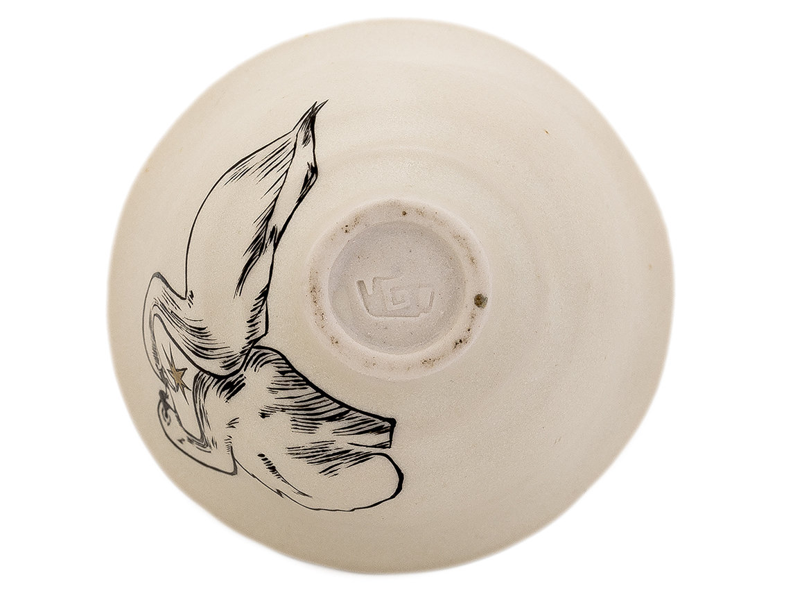 Пиала Мойчай "Лебеди" # 43920, керамика/ручная роспись, 68 мл.