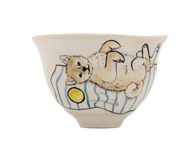Пиала Мойчай "Пёсик на пляже" # 43931, керамика/ручная роспись, 68 мл.