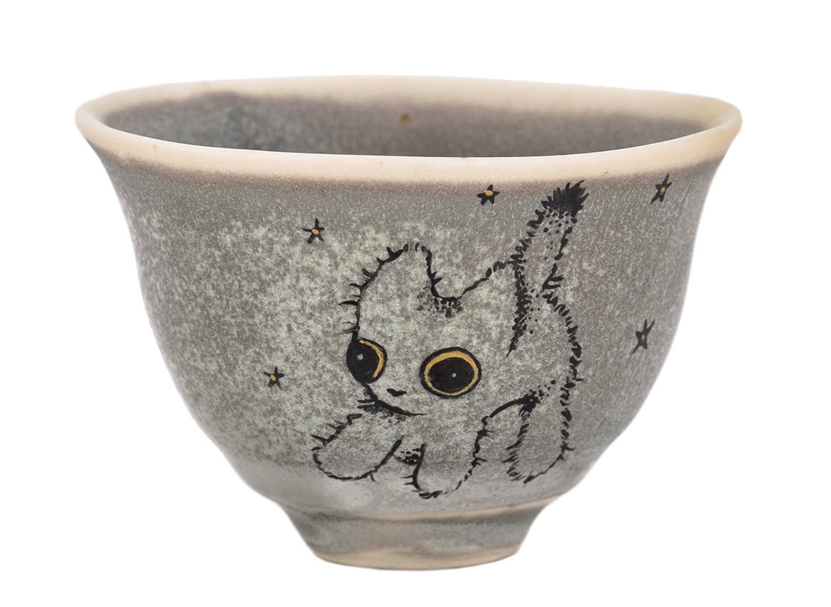 Cup Moychay 'Cat' # 43939, ceramic/hand painting, 68 ml.