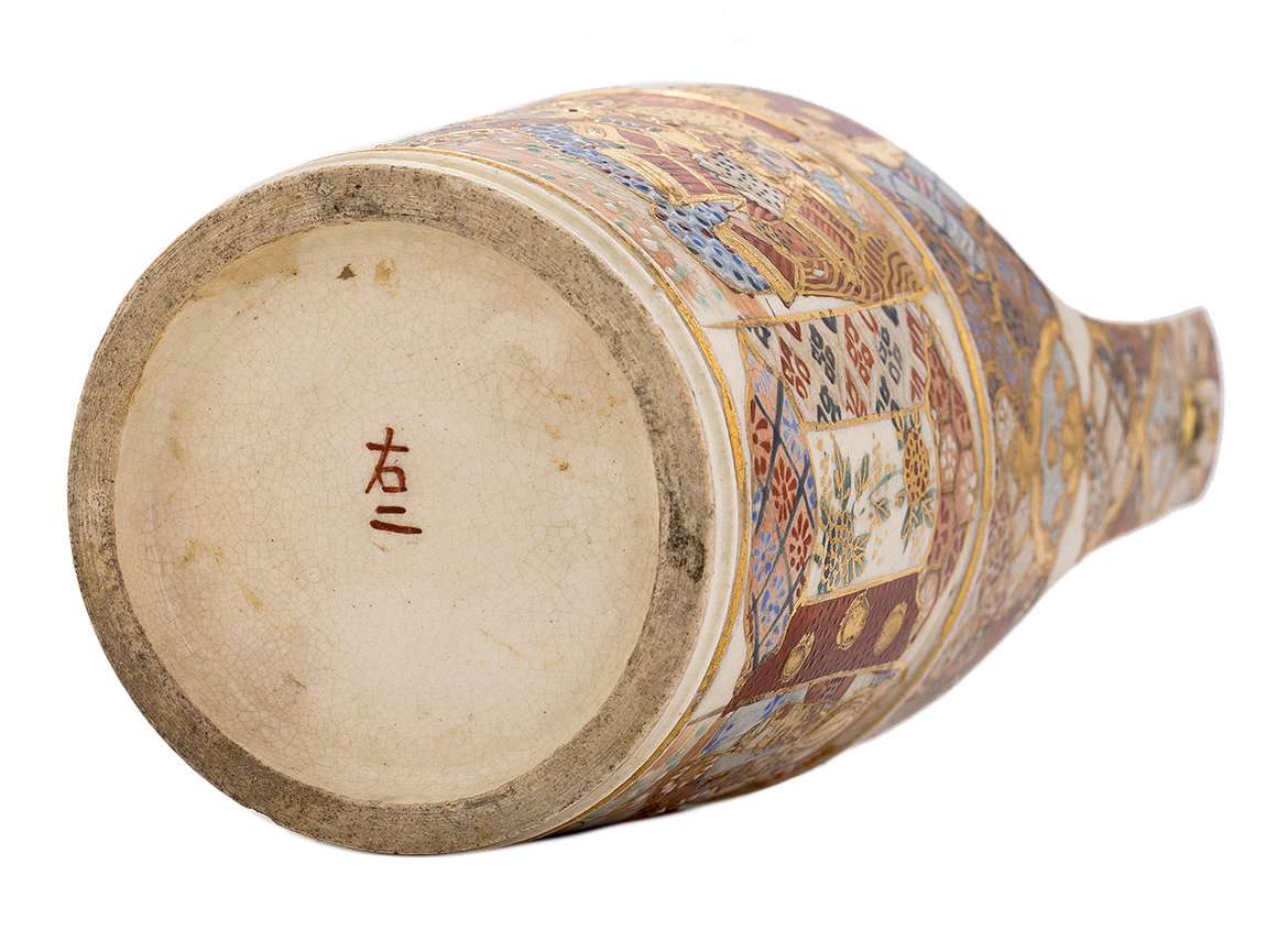 Чайный кувшин кинцуги, Япония (Сацума), начало 20-го века # 43993, ручная роспись/фарфор, 410 мл.