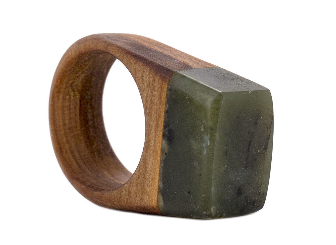Кольцо (перстень) # 44011, рябина/саянский галечный нефрит