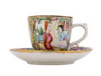 Чашка кофейная с блюдцем Китай начало 20-го века # 46225 ручная росписькантонский rose porcelain 65 мл