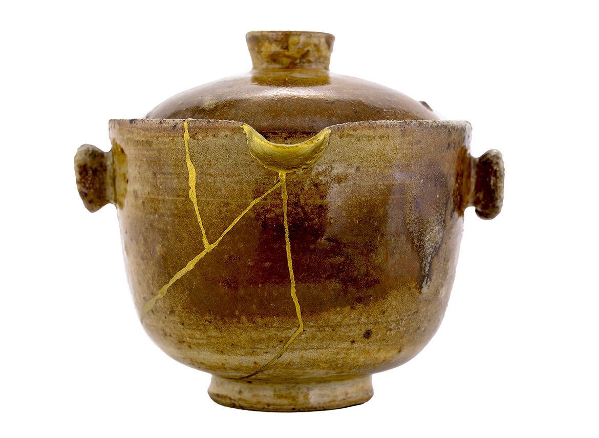 Гайвань (сиборидаси) кинцуги ручная работа Мойчай # 46829, керамика/дровяной обжиг, 200 мл.