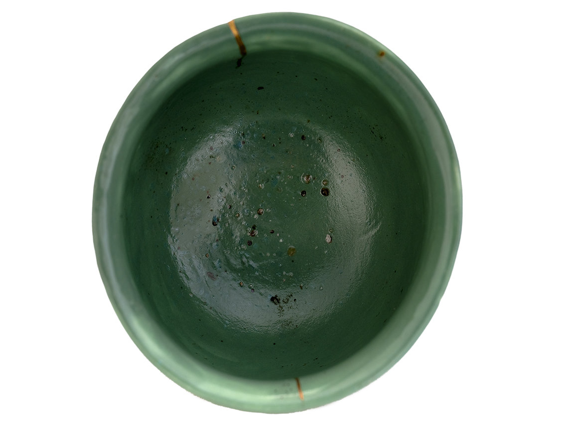 Пиала кинцуги ручная работа Мойчай # 46835, керамика/ручная роспись/дровяной обжиг, 85 мл.