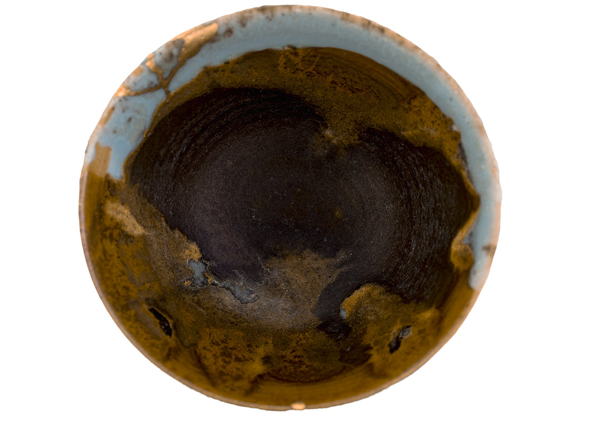 Пиала кинцуги ручная работа Мойчай # 46836, керамика/ручная роспись/дровяной обжиг, 50 мл.