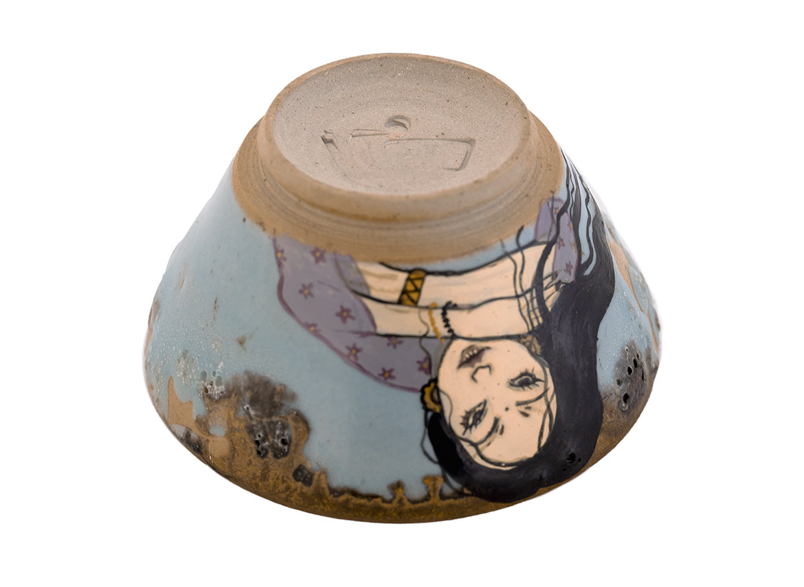 Пиала кинцуги ручная работа Мойчай # 46836, керамика/ручная роспись/дровяной обжиг, 50 мл.