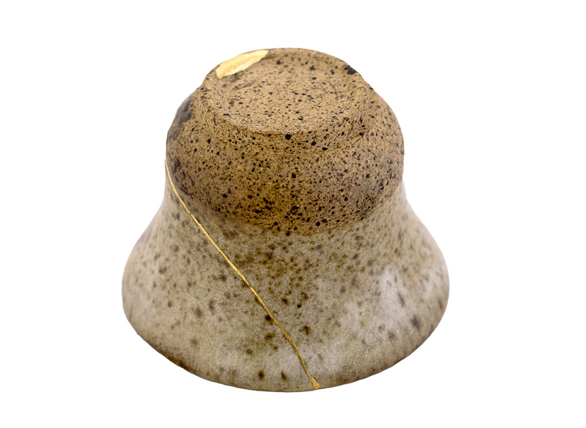 Пиала кинцуги ручная работа Мойчай # 46837, керамика/ручная роспись/дровяной обжиг, 40 мл.