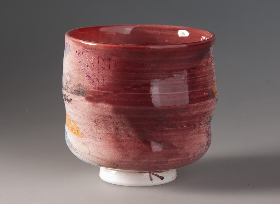 Пиала ручная работа Мойчай "Закат" # 48255, ручная роспись/фарфор, 172 мл.