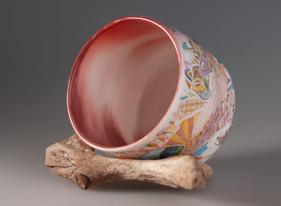 Пиала ручная работа Мойчай "Закат" # 48255, ручная роспись/фарфор, 172 мл.