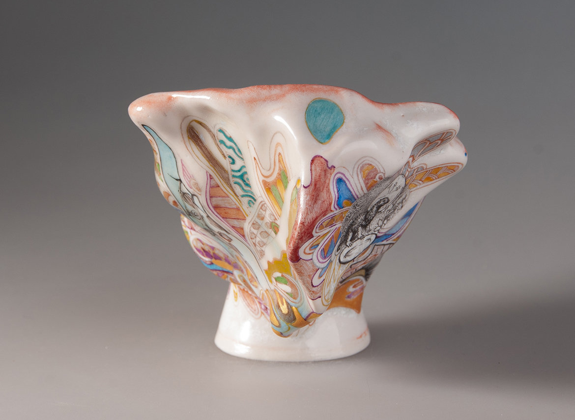 Пиала Мойчай "Рассвет" # 48258, ручная роспись/полуфарфор, 40 мл.