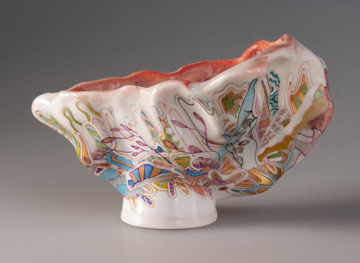 Пиала Мойчай "Рассвет" # 48258, ручная роспись/полуфарфор, 40 мл.