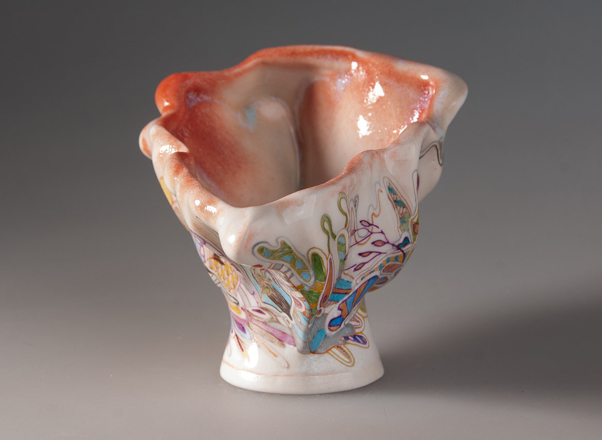 Пиала Мойчай "Рассвет" # 48258, ручная роспись/полуфарфор, 40 мл.