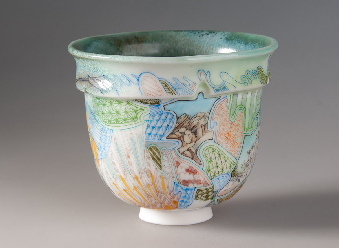 Пиала ручная работа Мойчай "Богиня" # 48264, ручная роспись/фарфор, 168 мл.