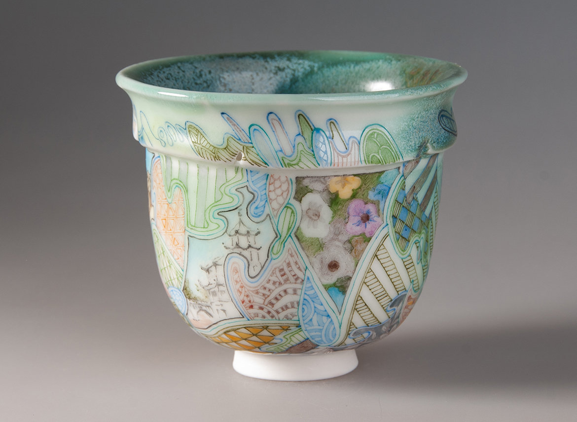 Пиала ручная работа Мойчай "Богиня" # 48264, ручная роспись/фарфор, 168 мл.