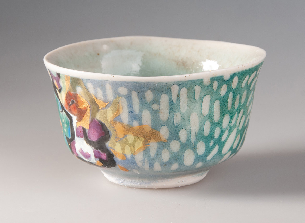 Пиала Мойчай "Цветочная композиция" # 48269, полуфарфор/ручная роспись, 121 мл.