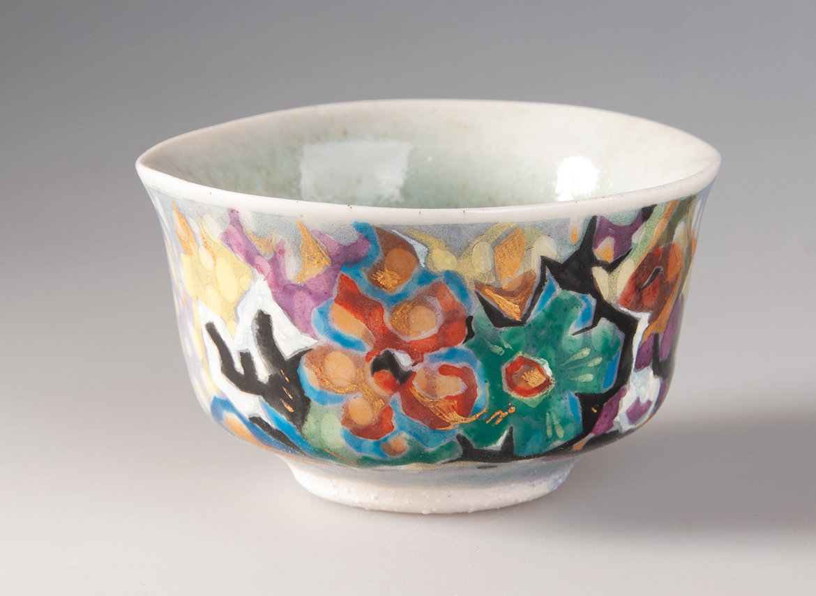 Пиала Мойчай "Цветочная композиция" # 48269, полуфарфор/ручная роспись, 121 мл.