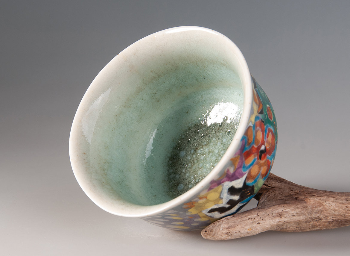 Пиала Мойчай "Цветочная композиция" # 48269, полуфарфор/ручная роспись, 121 мл.