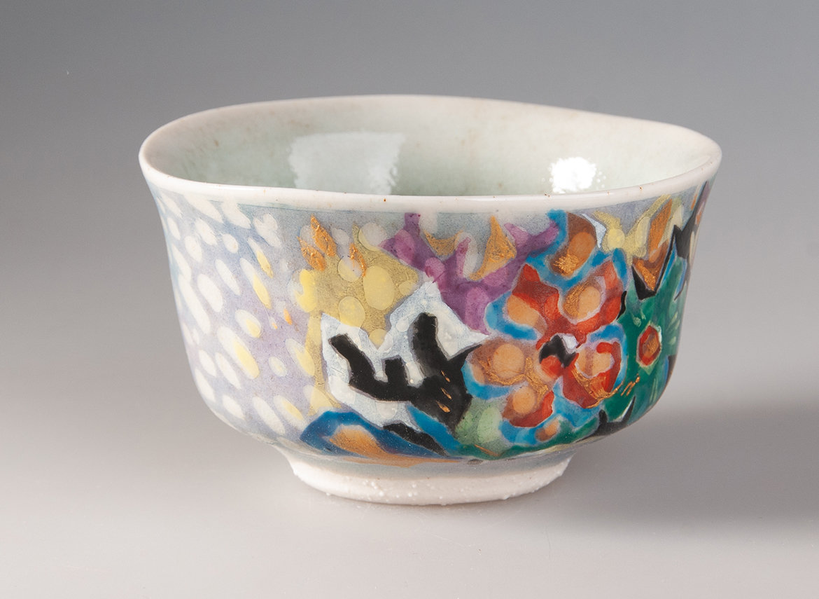 Пиала Мойчай "Цветочная композиция" # 48269, полуфарфор/ручная роспись, 121 мл.