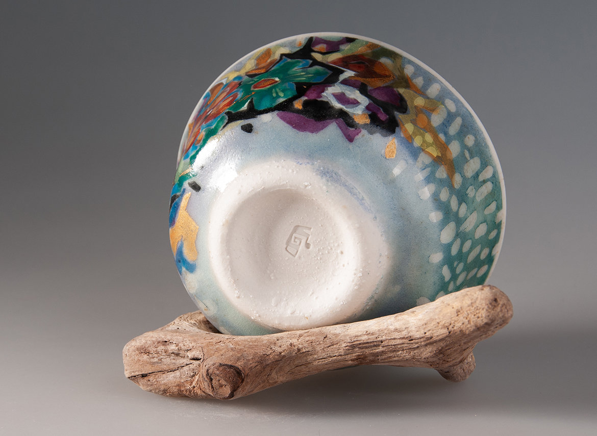 Пиала Мойчай "Цветочная композиция" # 48269, полуфарфор/ручная роспись, 121 мл.