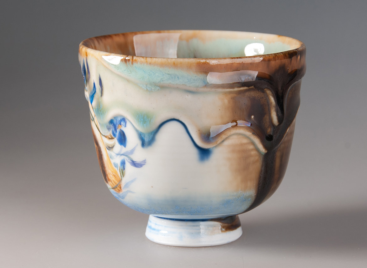 Пиала ручная работа Мойчай "Ирис" # 48270, ручная роспись/фарфор, 196 мл.