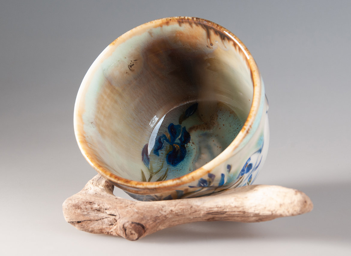 Пиала ручная работа Мойчай "Ирис" # 48270, ручная роспись/фарфор, 196 мл.