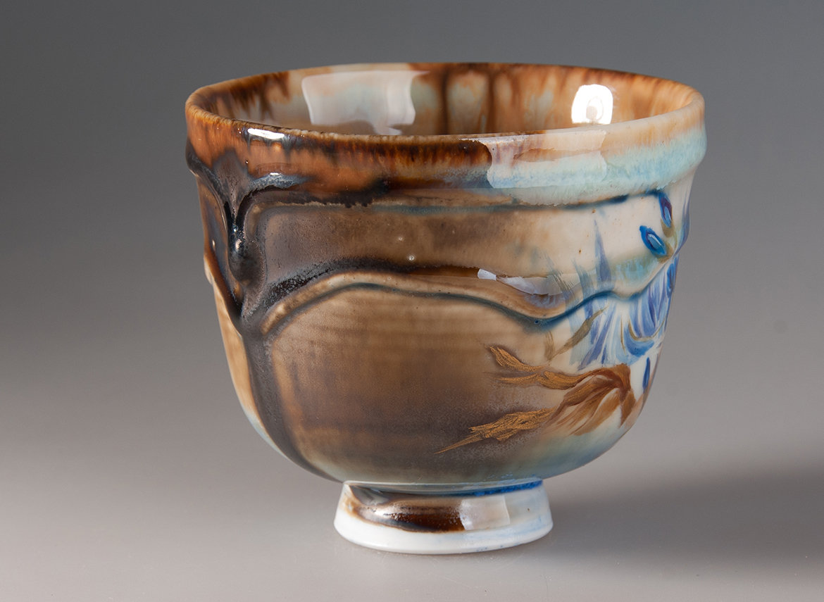 Пиала ручная работа Мойчай "Ирис" # 48270, ручная роспись/фарфор, 196 мл.