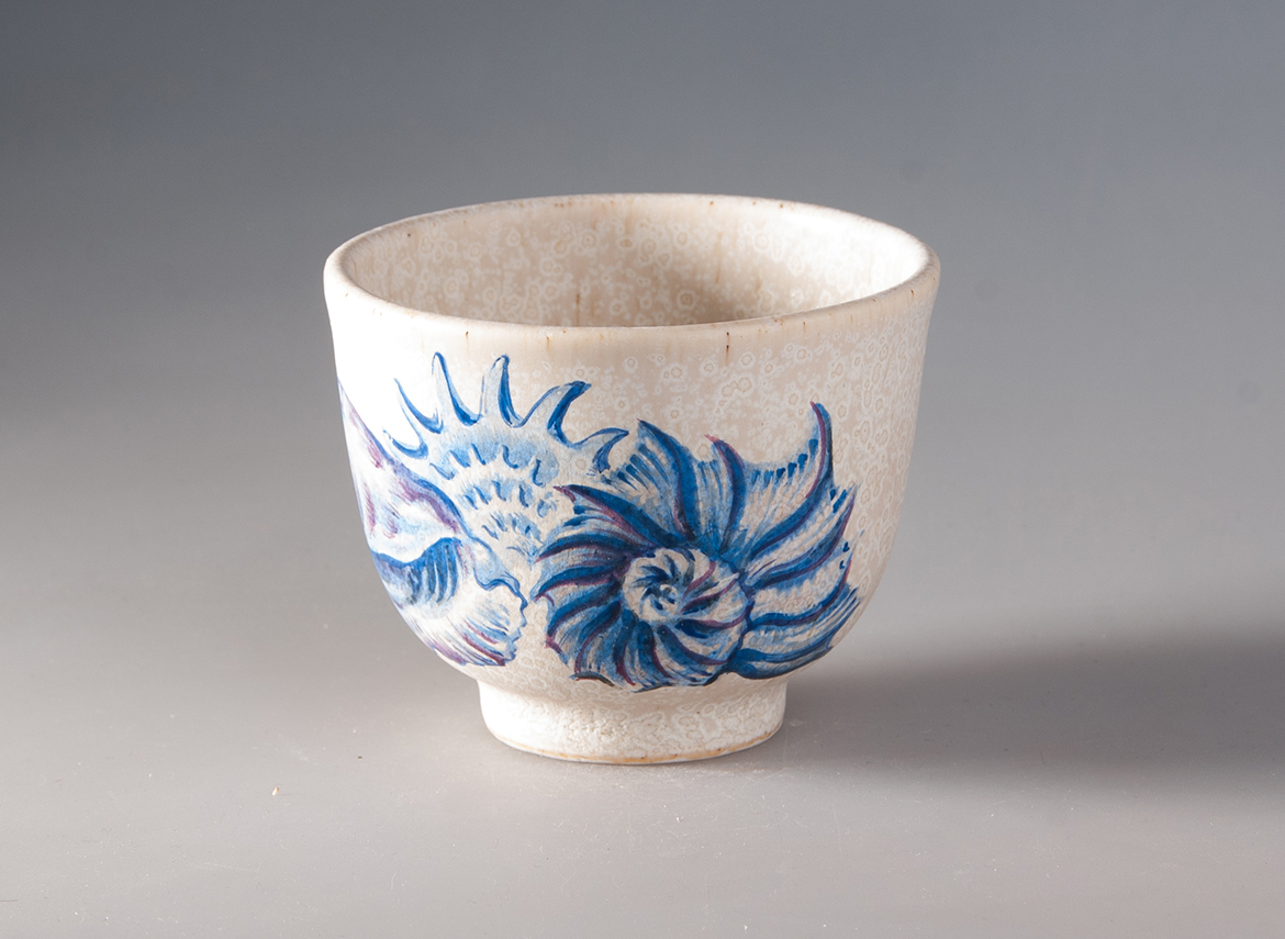 Пиала ручная работа Мойчай "Ракушки" # 49177, керамика/ручная роспись, 110 мл.