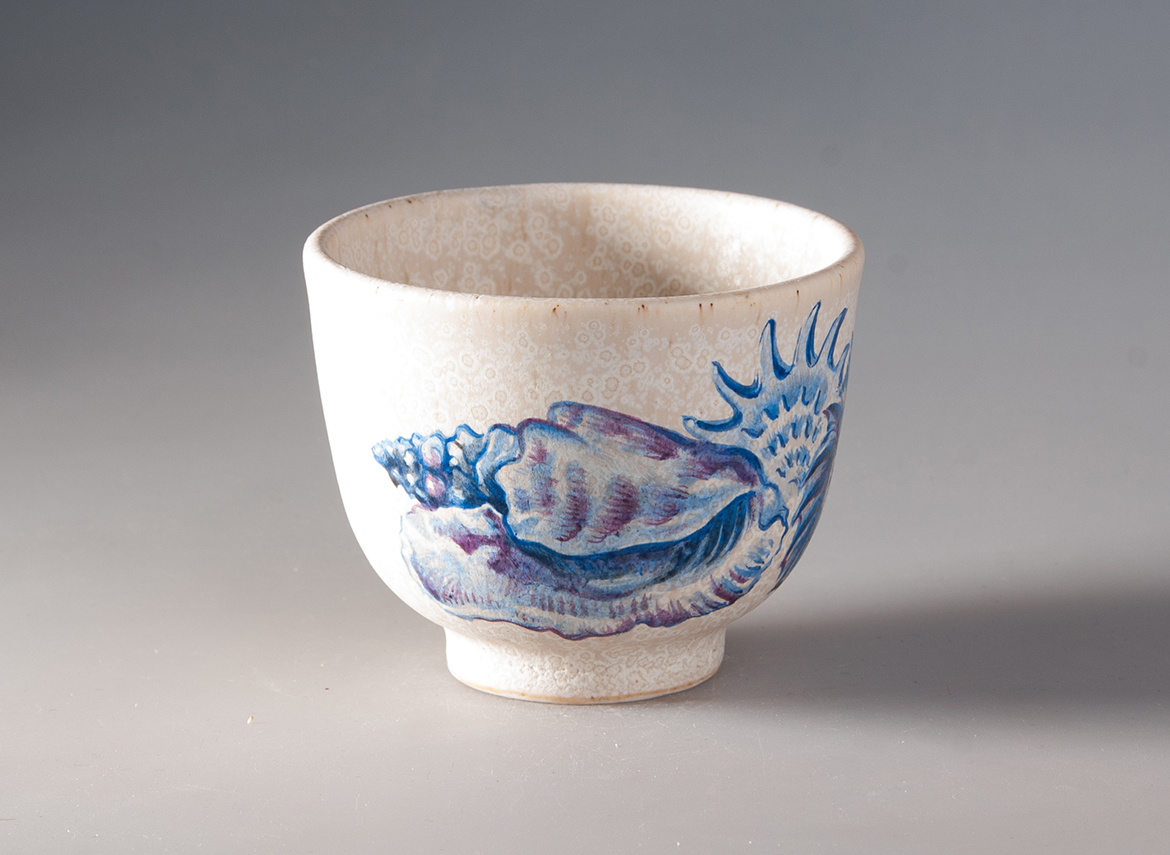 Пиала ручная работа Мойчай "Ракушки" # 49177, керамика/ручная роспись, 110 мл.