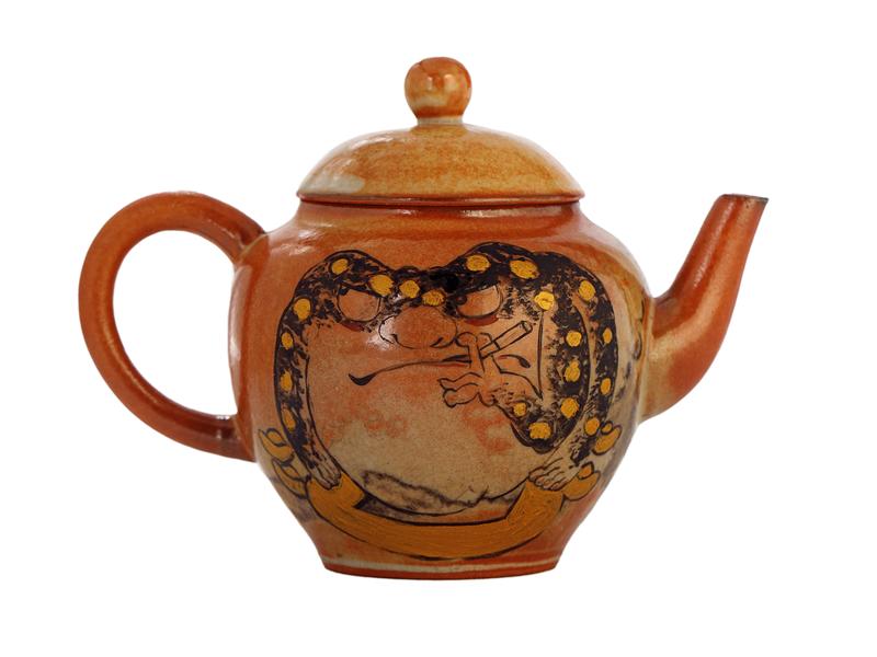 Чайник # 50078, дровяной обжиг/керамика/ручная роспись, 155 мл.