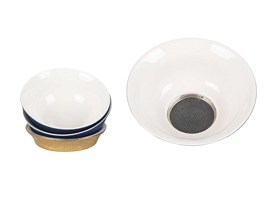 Набор посуды походный (гайвань 132 мл, пиалы 42 мл, сито) # 51636, керамика/стекло