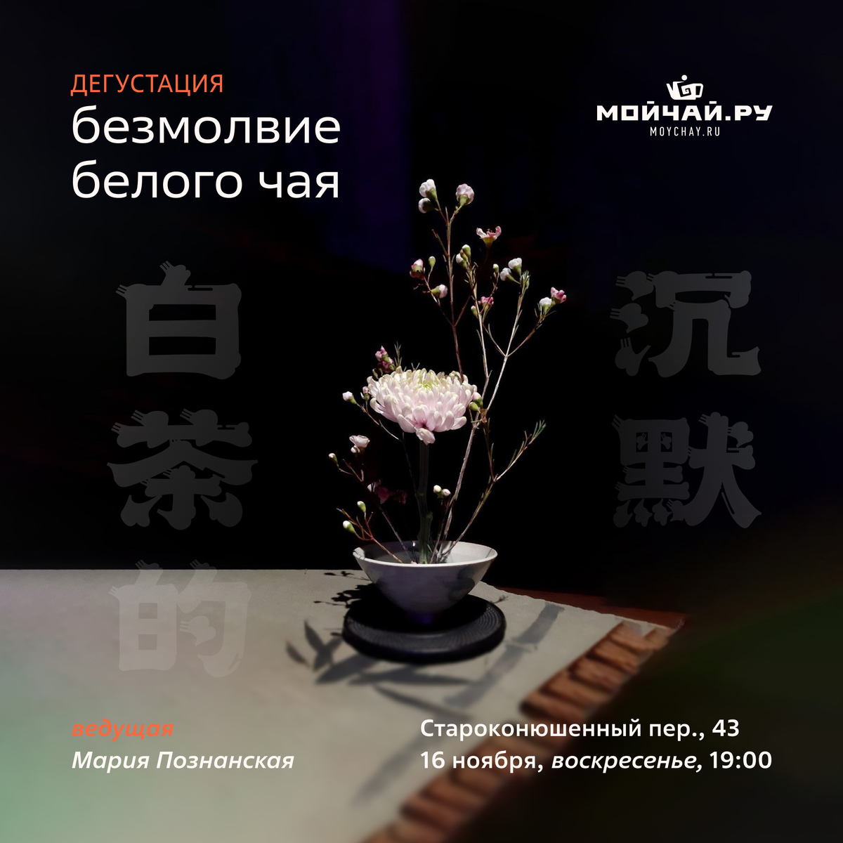 16  ноября/Дегустация "Безмолвие белого чая"/ЧАЙНЫЙ КЛУБ МОЙЧАЙ.РУ АРБАТ, Москва