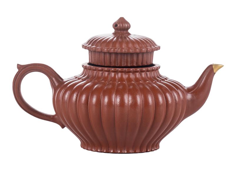 Чайник # 51849, исинская глина, ручная работа, кинцуги 190 мл.