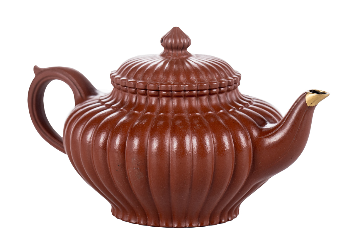 Чайник # 51849, исинская глина, ручная работа, кинцуги 190 мл.