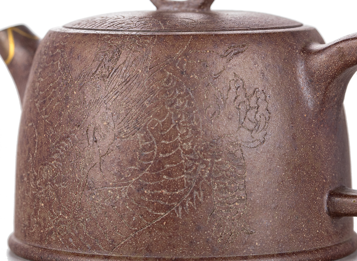 Чайник # 51865, исинская глина, кинцуги, дровяной обжиг, ручная работа, 110 мл.