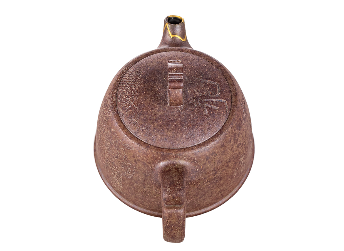 Чайник # 51865, исинская глина, кинцуги, дровяной обжиг, ручная работа, 110 мл.