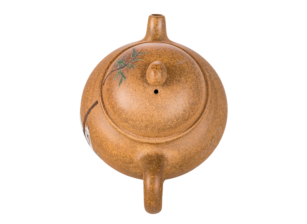 Чайник # 51866, исинская глина, глина дуань ни, ручная роспись, дровяной обжиг, кинцуги, 135 мл.