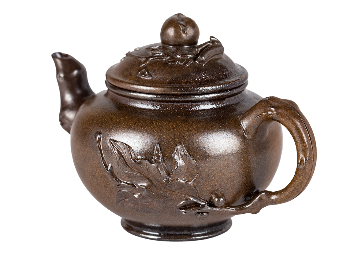 Чайник # 51869, исинская глина, кинцуги, дровяной обжиг, ручная работа, 190 мл.