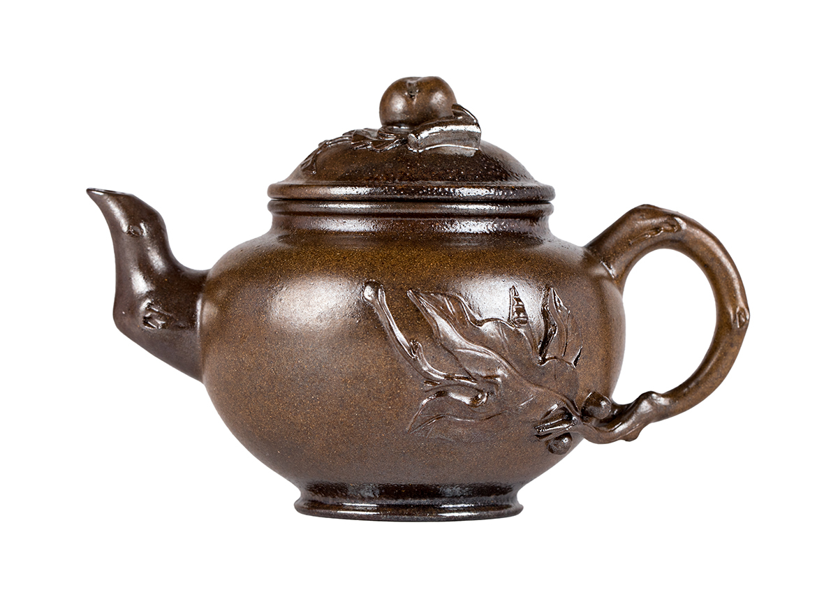 Чайник # 51869, исинская глина, кинцуги, дровяной обжиг, ручная работа, 190 мл.