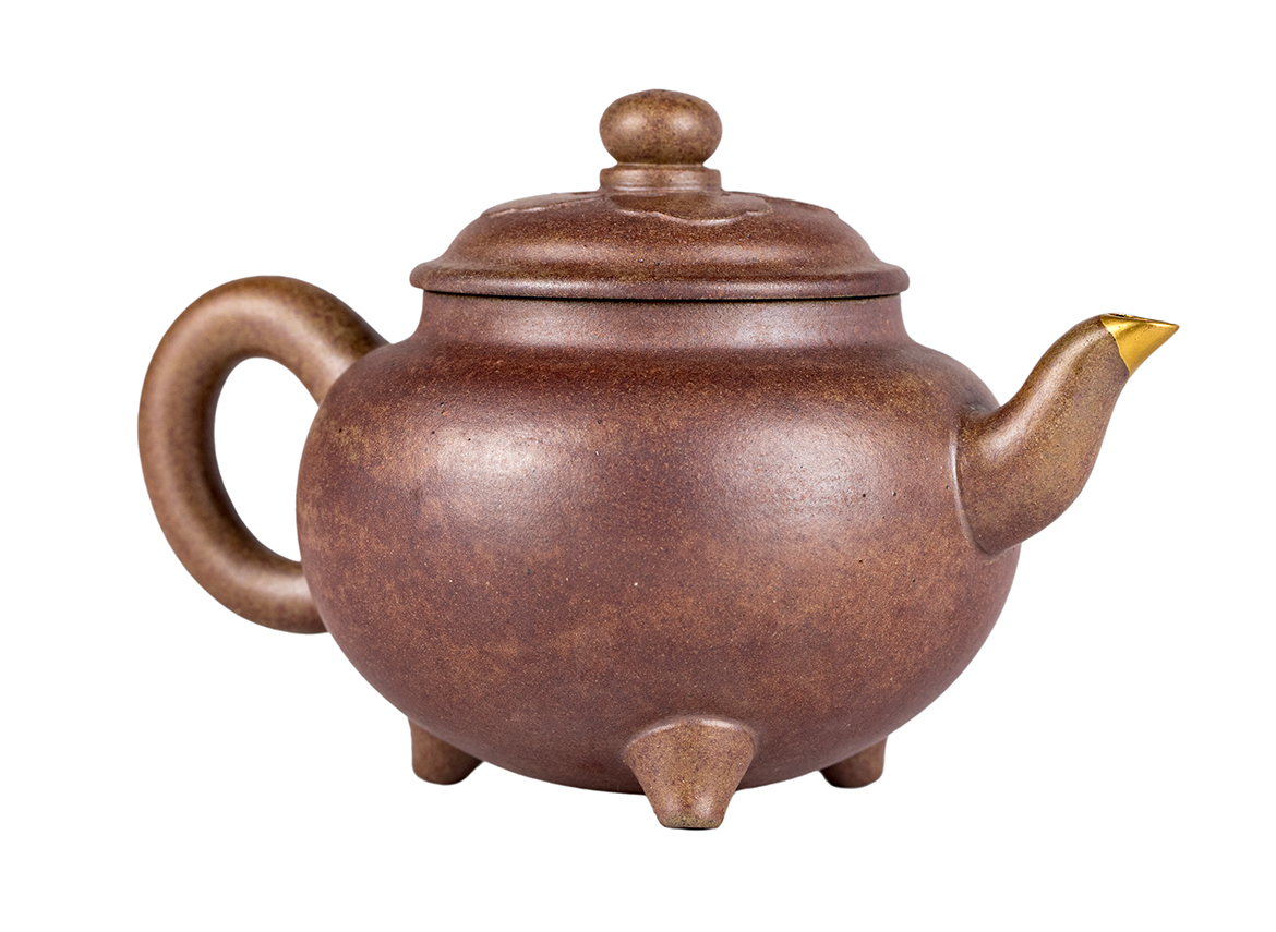 Чайник # 51873, исинская глина, кинцуги, дровяной обжиг, ручная работа 140 мл.
