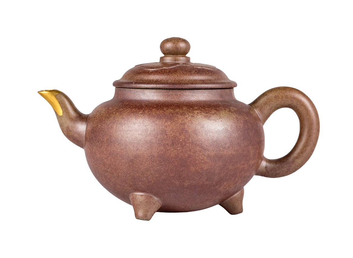 Чайник # 51873, исинская глина, кинцуги, дровяной обжиг, ручная работа 140 мл.