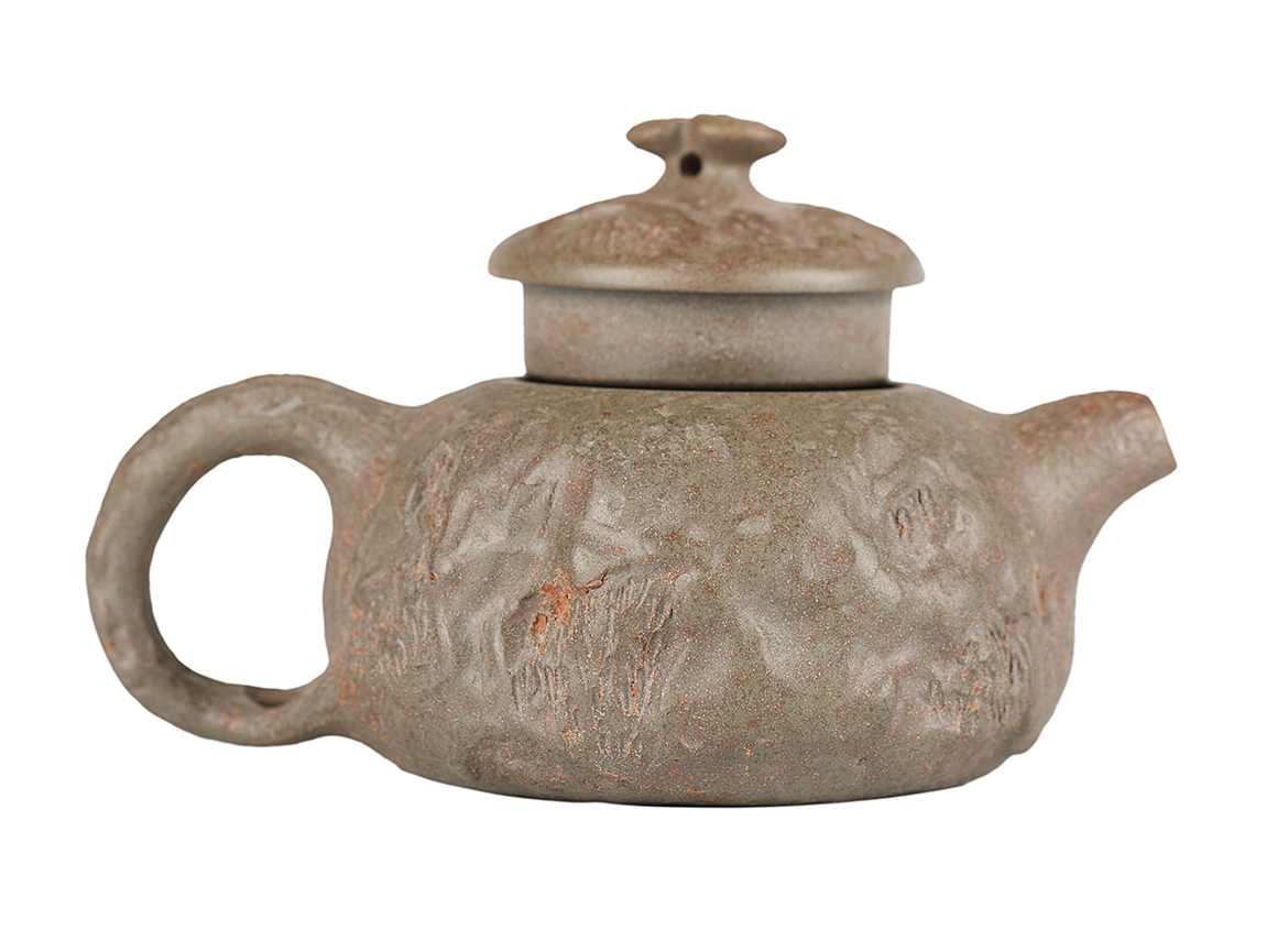 Чайник # 51874, исинская глина, дровяной обжиг, ручная работа, 92 мл.