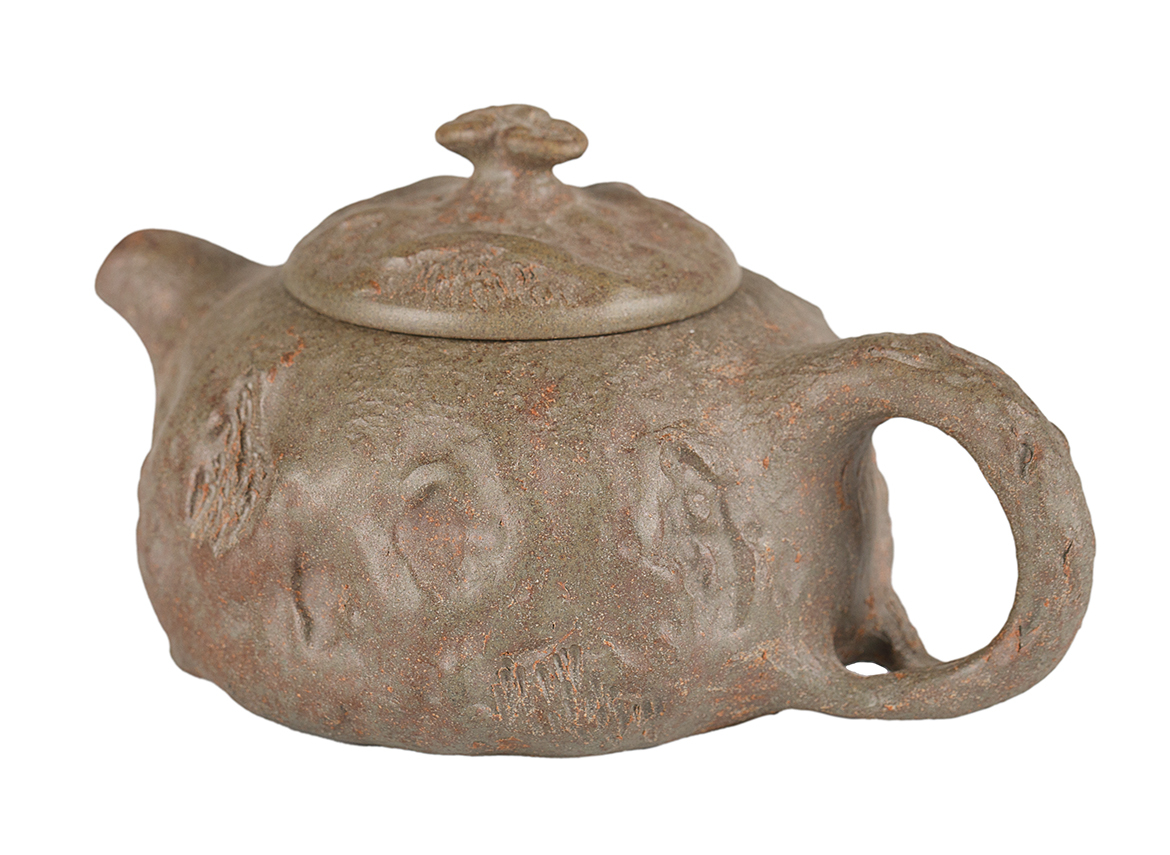 Чайник # 51874, исинская глина, дровяной обжиг, ручная работа, 92 мл.