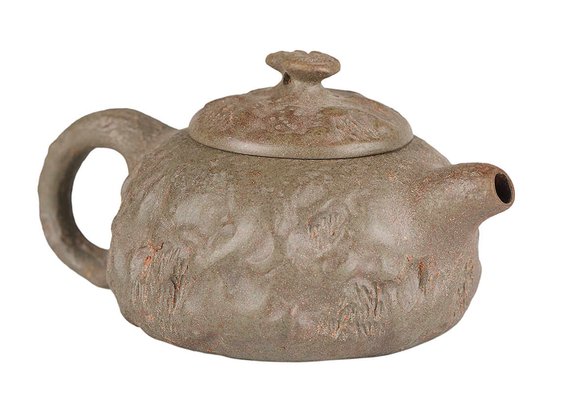 Чайник # 51874, исинская глина, дровяной обжиг, ручная работа, 92 мл.