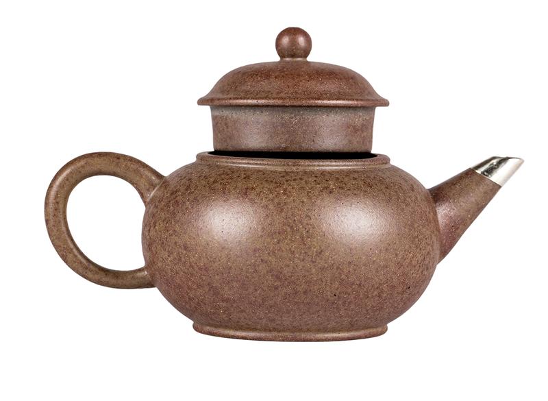 Чайник # 51879, исинская глина, техника Баотай, кинцуги, дровяной обжиг, 140 мл.