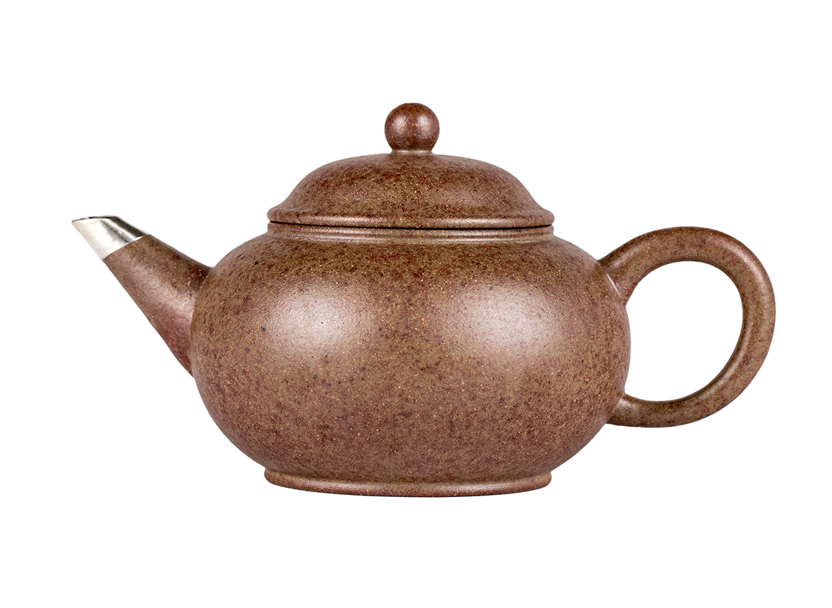 Чайник # 51879, исинская глина, техника Баотай, кинцуги, дровяной обжиг, 140 мл.